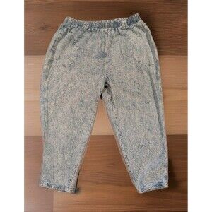 Vintage P.S. GITANO Acid Washed Mom Jeans 22W/36 Short (34x26) Tapered Leg FLAW